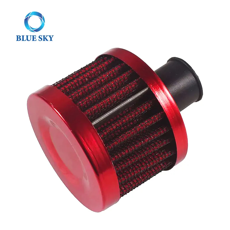 Filtro de aire de 12 mm Mini cono de motor rojo universal Filtro de entrada de aire limpio en frío Respiradero de ventilación turbo