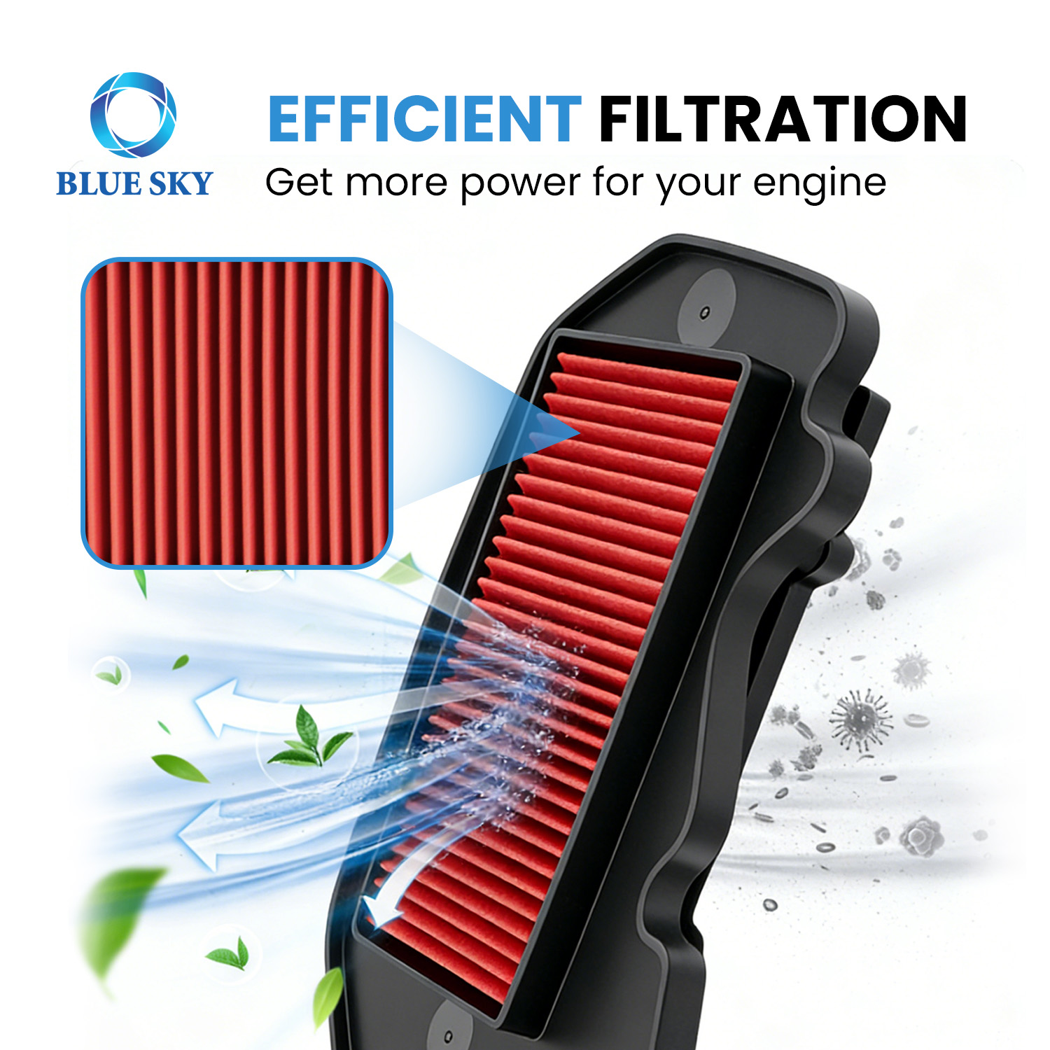 Elemento de filtro de aire para motocicleta, repuesto apto para limpiador de aire de admisión Yamahas BWS 125, lavable de alto flujo, OEM personalizado disponible