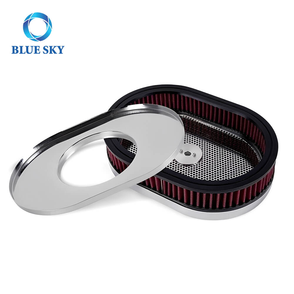 Kit de filtro de aire ovalado lavable de alto rendimiento de 12'x2' – Se adapta a cuello de carburador de 5-1/8' | Filtro de entrada de aire del motor personalizado