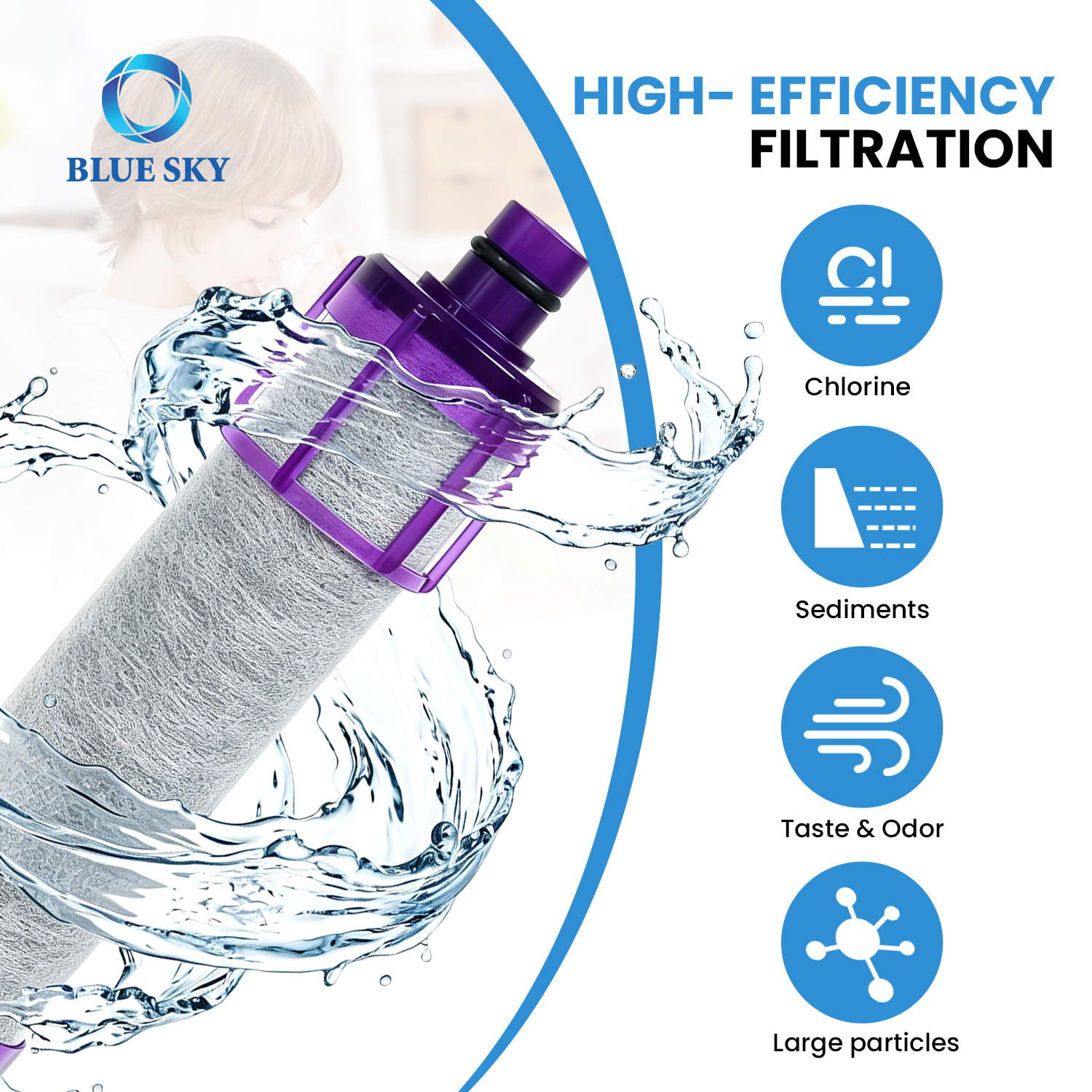 Cartucho de filtro de agua para grifo económico JF-22, repuesto todo en uno, eliminación de cloro, purificador de agua, inserto de filtro
