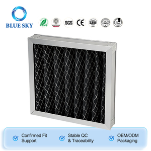 Filtro de aire de panel plisado de carbón activado con marco de aluminio para ventilación HVAC Control de olores personalizado disponible