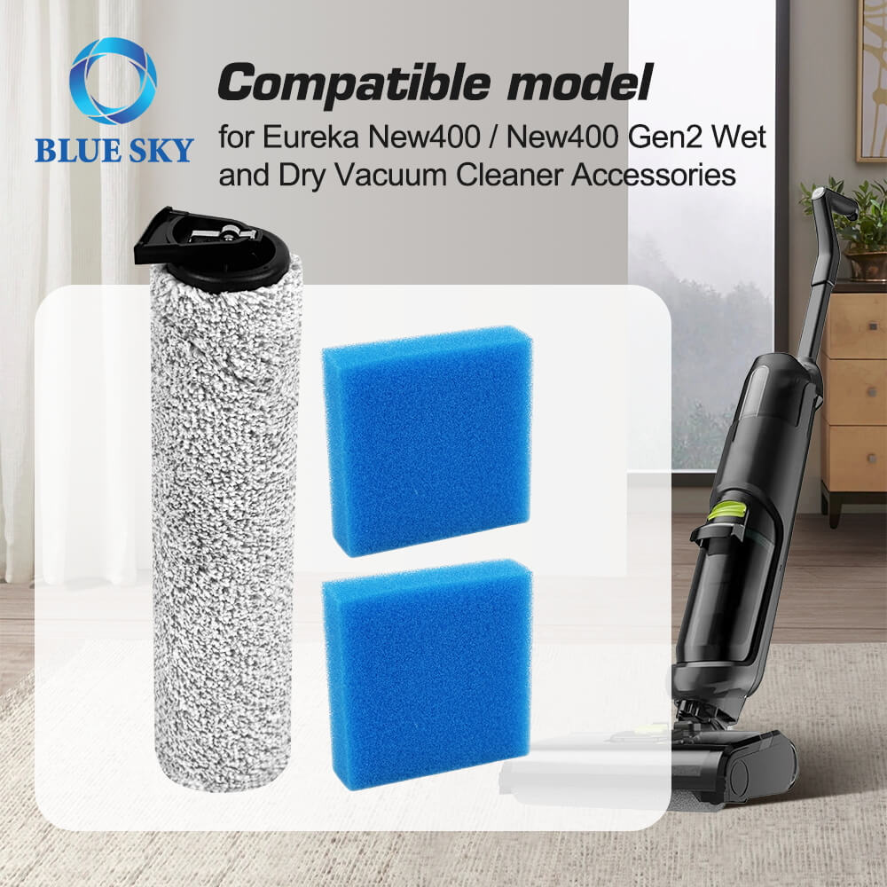Kit de repuesto de filtro y rodillo de cepillo para aspiradora en seco y húmedo Eureka New400 / New400 Gen2