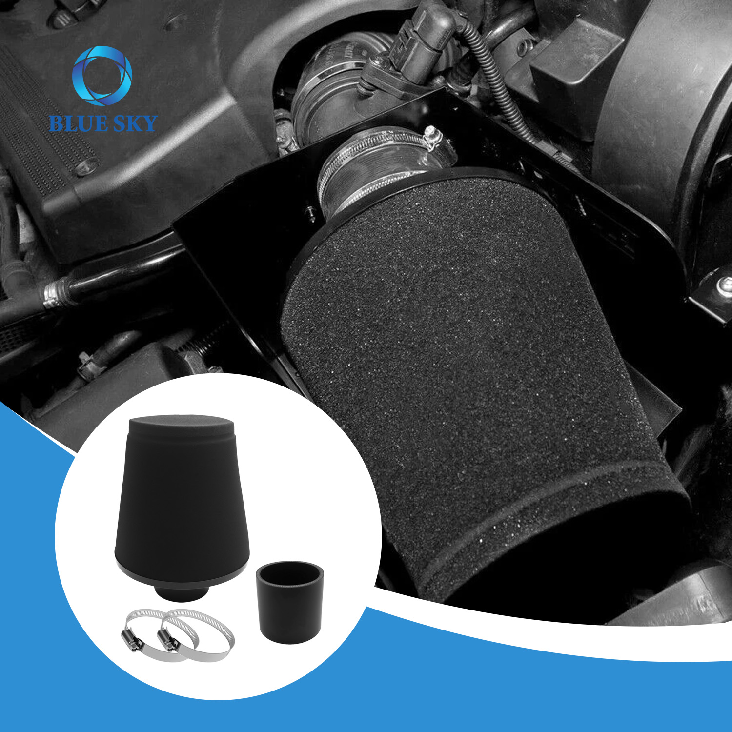 Filtro de aire de automóvil universal de 74 mm, reemplazo de filtro automático personalizado de hongos