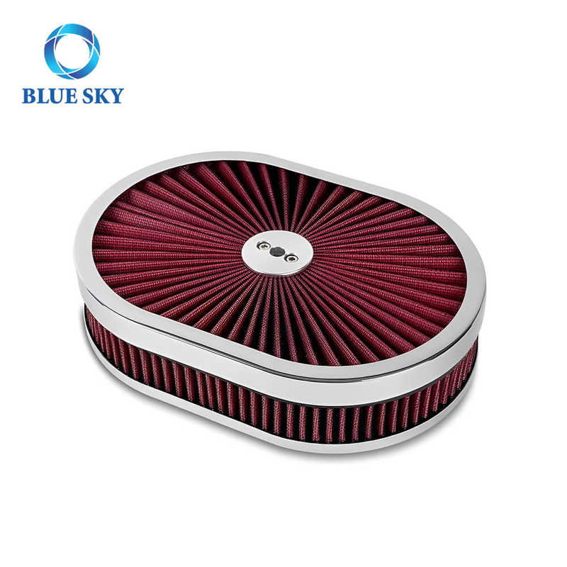 Kit de filtro de aire ovalado lavable de alto rendimiento de 12'x2' – Se adapta a cuello de carburador de 5-1/8' | Filtro de entrada de aire del motor personalizado