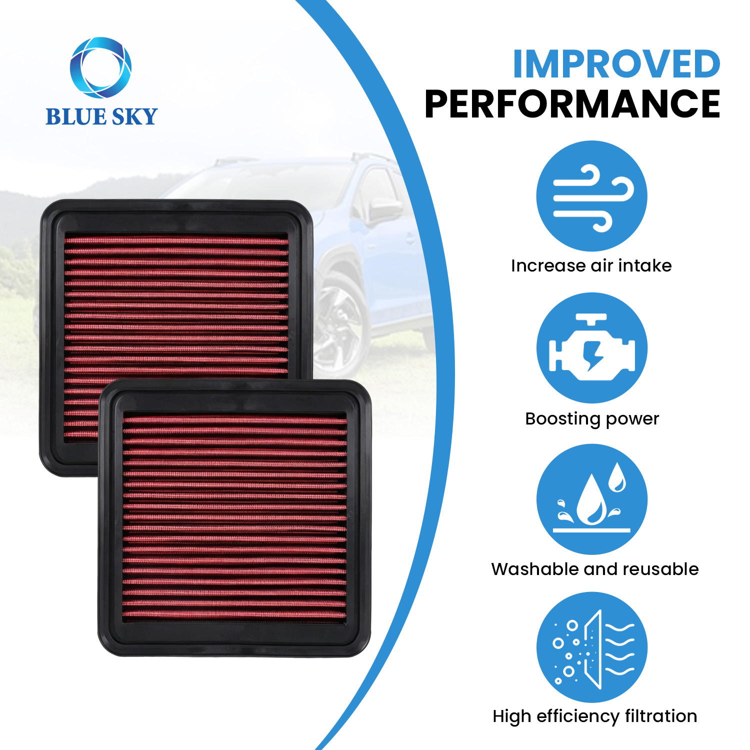 33-2304 Filtro de aire de repuesto compatible con Subarus Legacy GT 2005-2008, WRX y WRX STI 2008-2011
