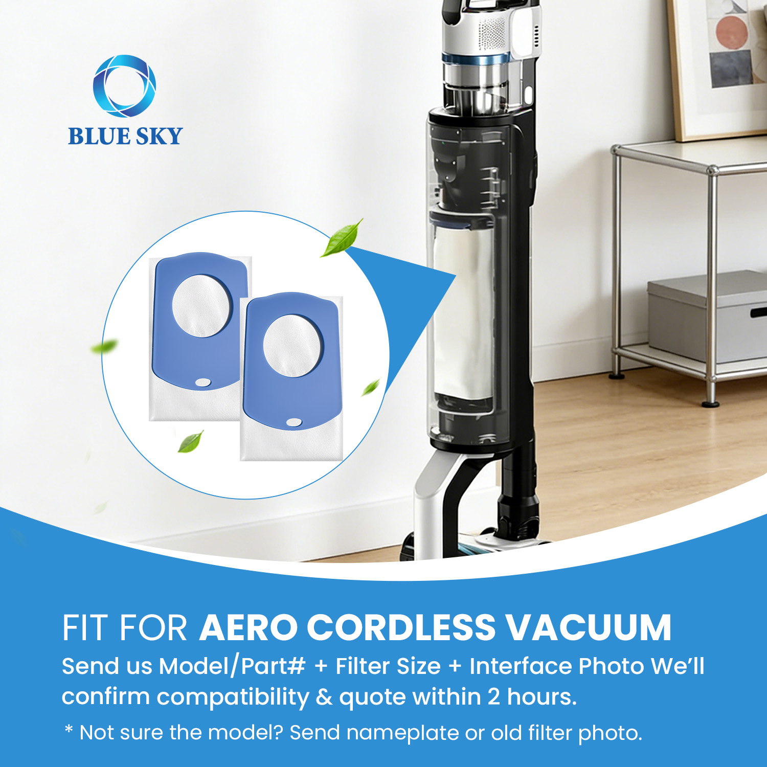 Bolsa para polvo de repuesto apta para estación de limpieza de aspiradora con varilla inalámbrica, bolsa para polvo desechable de alta eficiencia