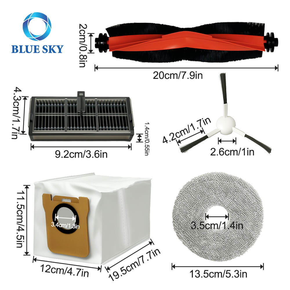 Accesorios adecuados para Xiaomis Mijia M30S D103CN Robot Vacuum, filtro Hepa de piezas de aspiradora, cepillo principal, cepillo lateral, mapa de mopas, bolsa de polvo