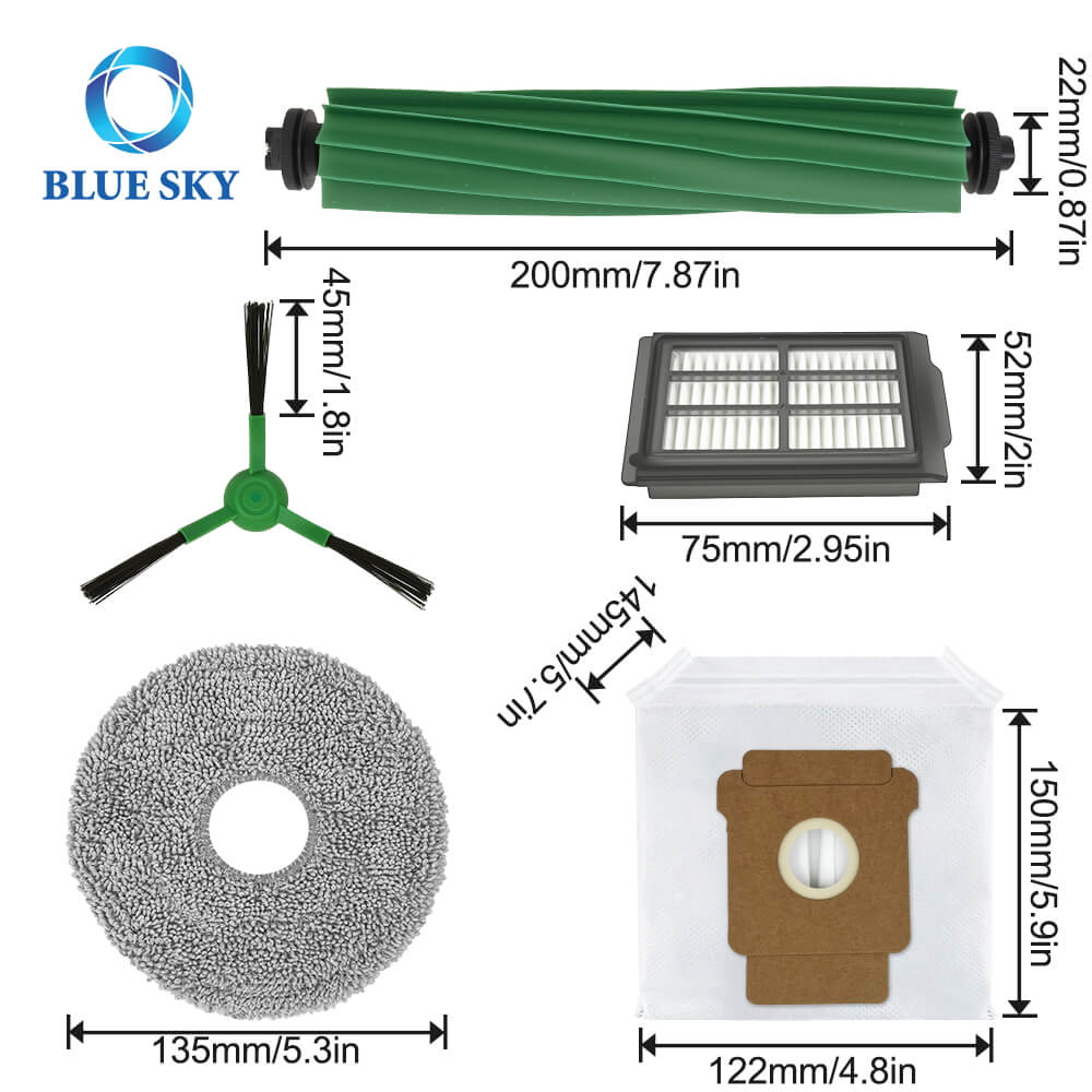 Kit completo de piezas de repuesto para Irobot Roomba 505/405 Combo | Incluye cepillos de rodillos, almohadillas de moplidad, filtro HEPA, cepillos laterales, bolsas de polvo