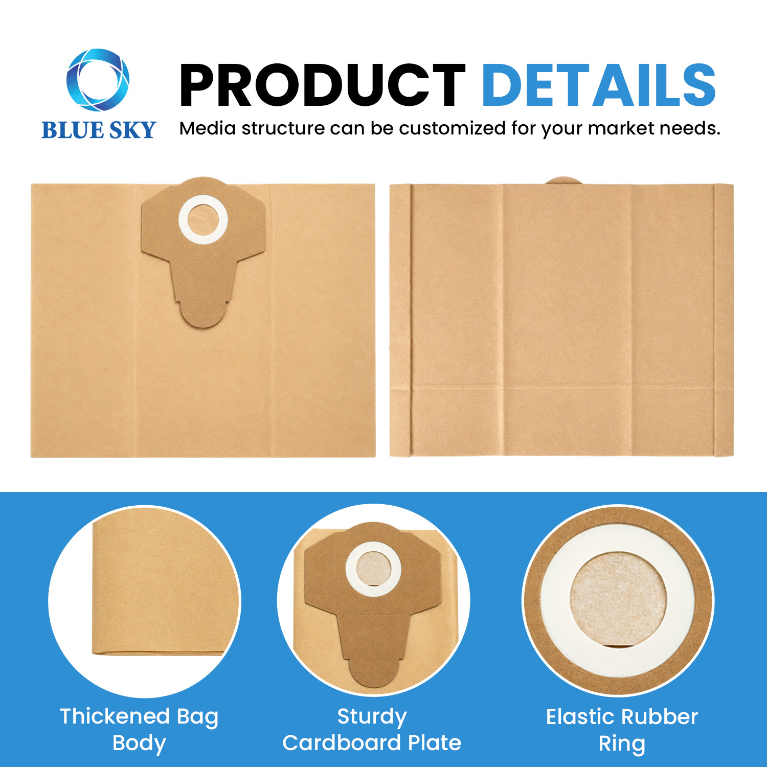 Bolsas de filtro de polvo de papel de repuesto de 15/20L aptas para aspiradoras Einhells BT-VC 1250 S e INOX 1250/1 personalizadas disponibles