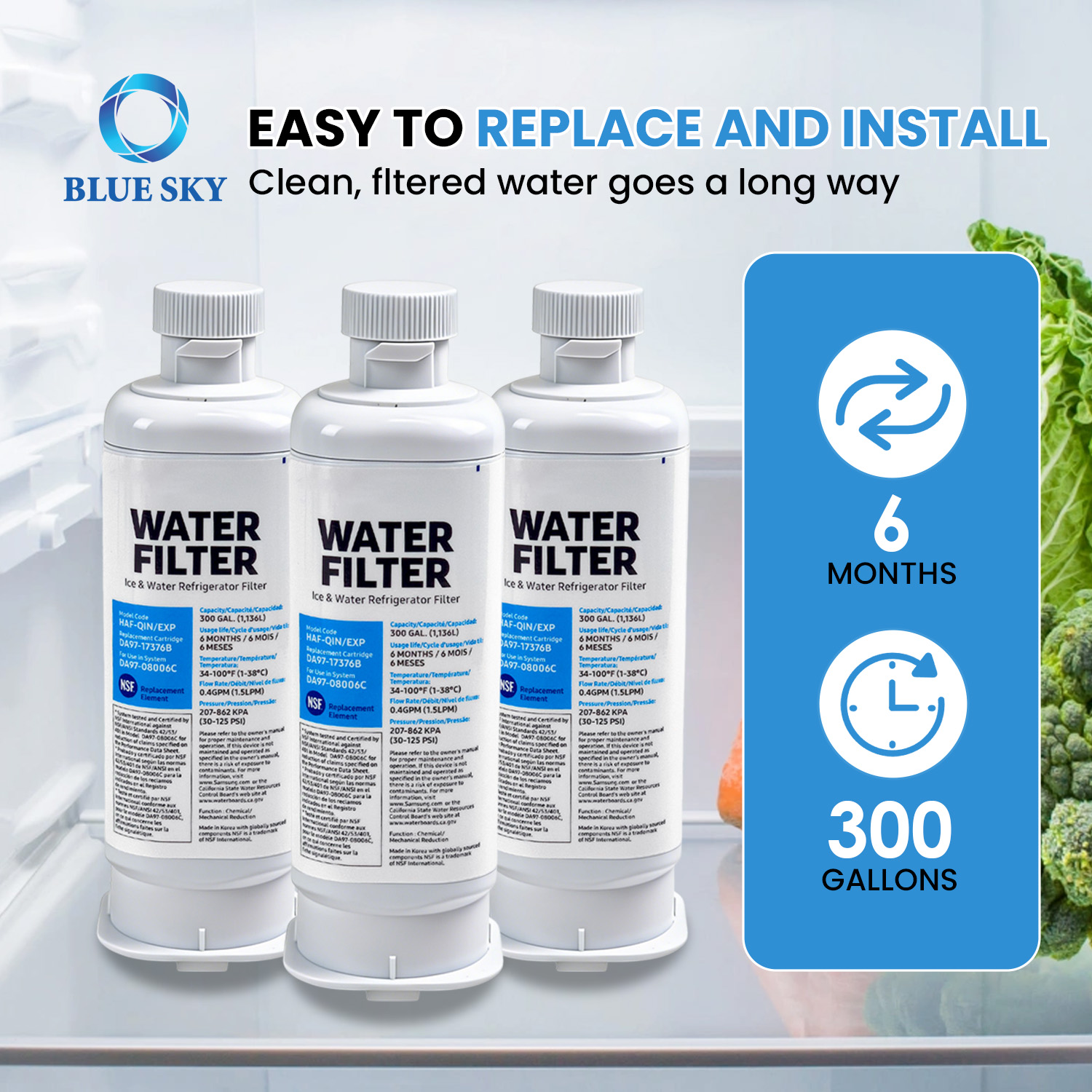 Reemplazo del filtro de agua del refrigerador Compatible con DA97-08006C HAF-QIN EXP RWF4200A personalizado disponible